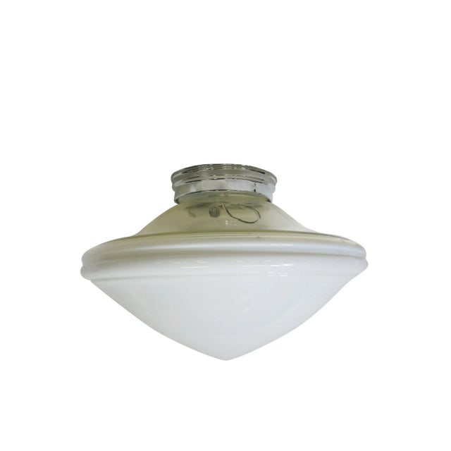 Extra Large Schoolhouse Banded Cone Shape Ceiling Mixed Glass Globe Pendant - 6