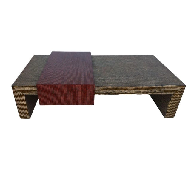 Two-Tone Cubist Style Side Table and Coffee Table Set - Set of 3 - 3