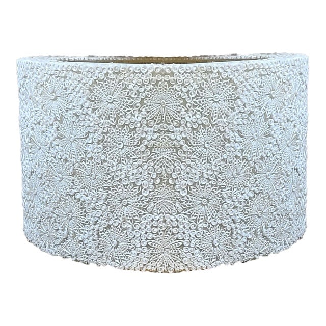 Large 48" Resin Seashell Organic Modern Boho Drum Shade Chandelier, 2 Available (1 of 5)