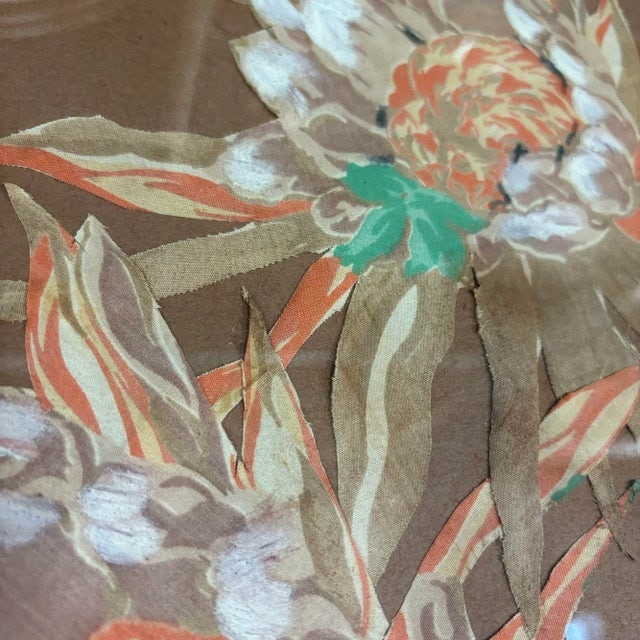 1970s Cereus Flower Fabric Art Painting Framed, Unisgned - 3