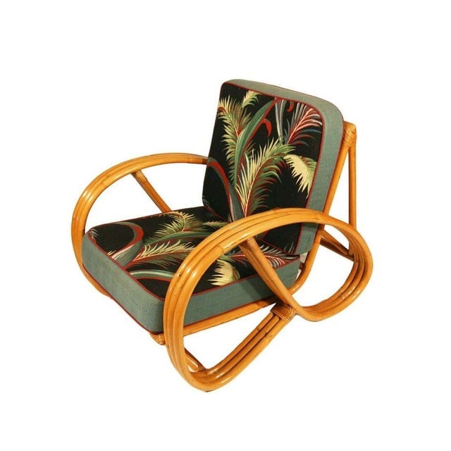 Restored Mid-Century 3-Strand 3/4 Round Pretzel Arm Rattan Lounge Chair, Pair - 2