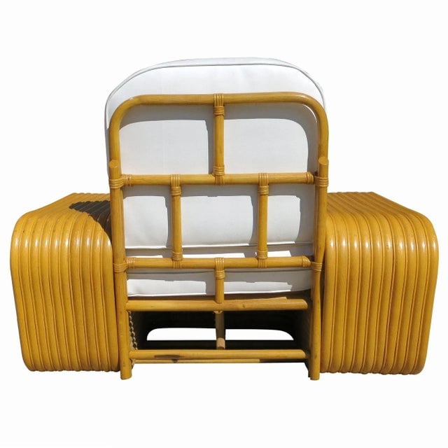 1950s Restored Paul Frankl Style10 Strand Square Pretzel Rattan Lounge Chair - 7