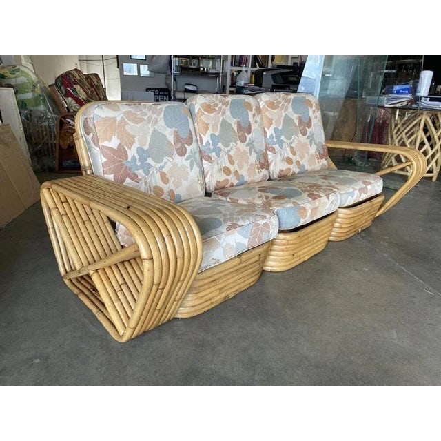 Restored Eight-Strand Square Pretzel Arm 3-Seat Section Sofa - 2