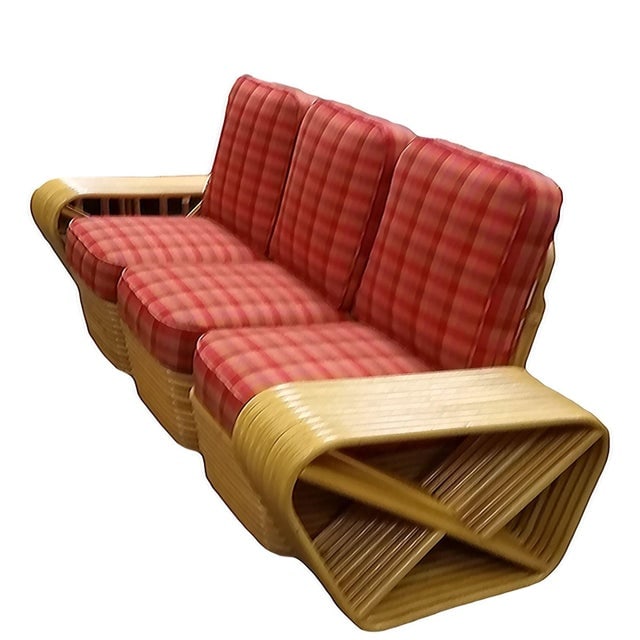 Restored Mid-Century10 Strand Square Pretzel Rattan 3-Seater Sectional Sofa - 3