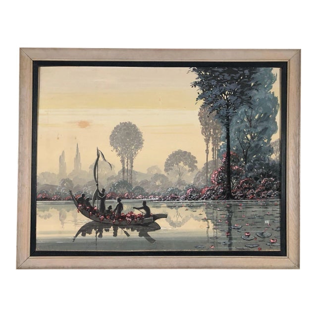 Restored Mid Century Native Hawaiian Lake Painting in Original Frame by Seay: Title: Restored Mid Century Native Hawaiian Lake Painting in Original Frame by Seay Description: Mid-Century Native Tribal Hawaiian artwork Lake Painting in Original Frame by Seay. A great example of 