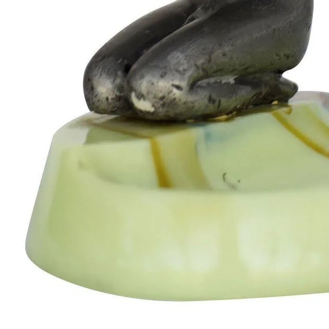 1930s figure Art Deco Smoking Flapper Slag Glass Ashtray by Houzex - 6