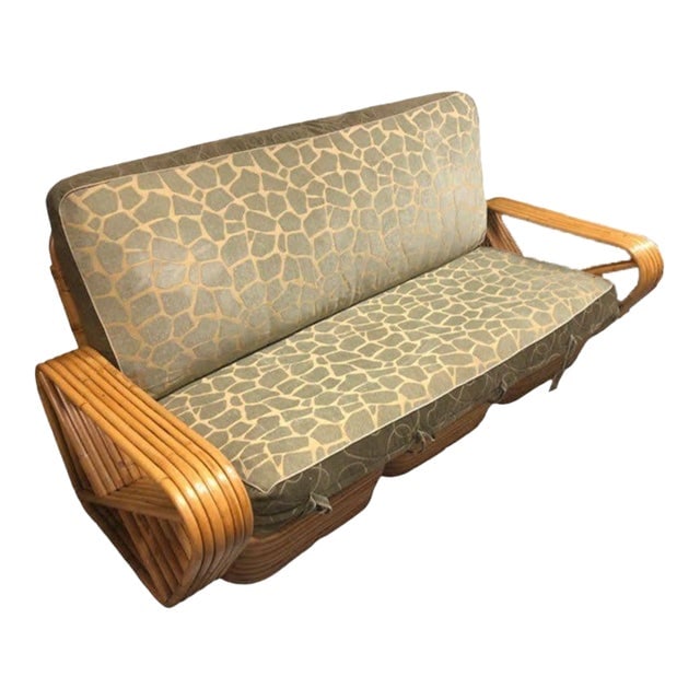 1950s Restored Rattan Six Strand Square Pretzel Sofa (1 of 8)