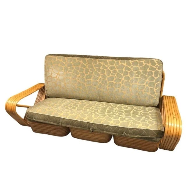 1950s Restored Rattan Six Strand Square Pretzel Sofa - 2