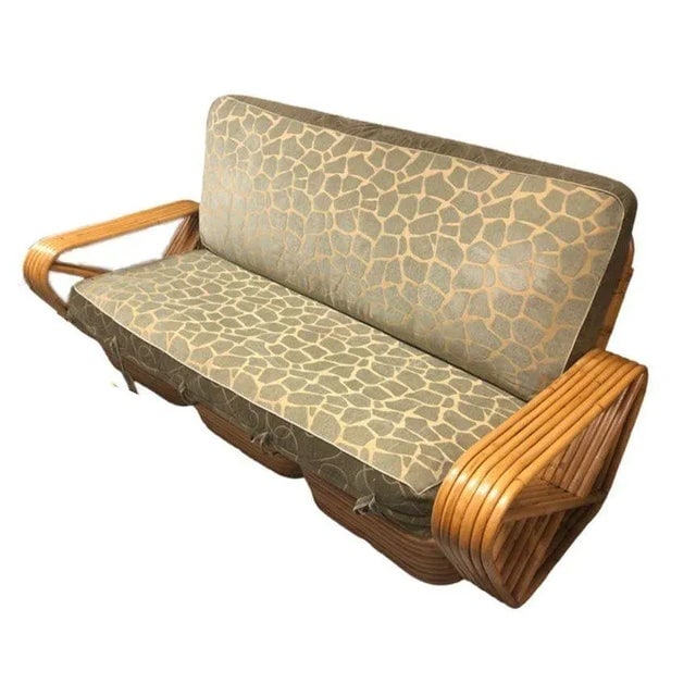 1950s Restored Rattan Six Strand Square Pretzel Sofa - 3