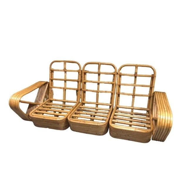 1950s Restored Rattan Six Strand Square Pretzel Sofa - 8