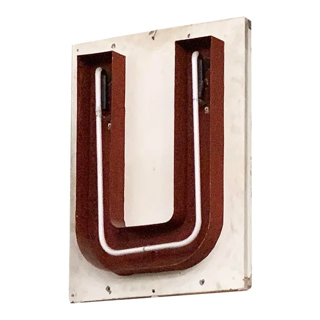Large Vintage Neon Marquee Letter "U" From Pan American Auditorium: Title: Large Vintage Neon Marquee Letter "U" From Pan American Auditorium Description: Own a piece of Los Angeles history. This large neon marquee letter "U" comes from the interior of the iconic Pan-