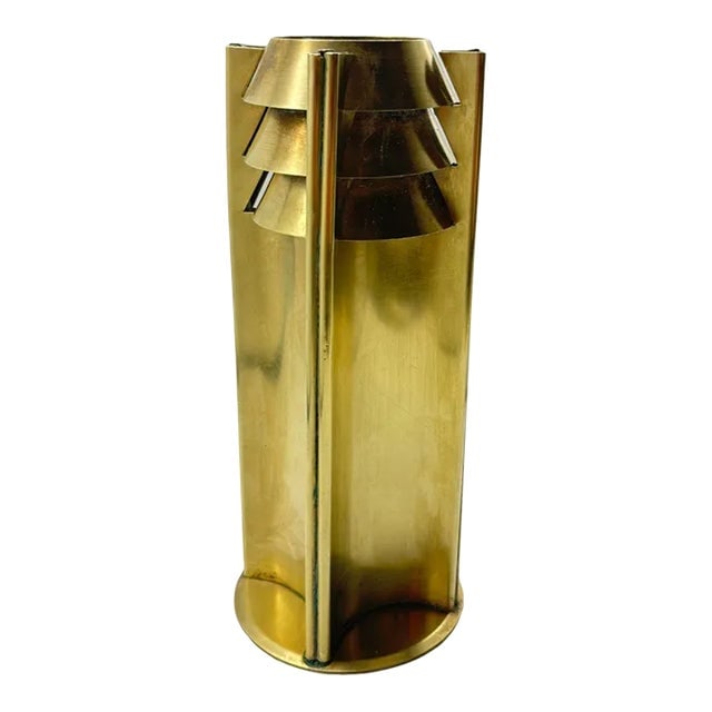 Vintage Baus Haus Hoffman Style Candlestick Holder: Title: Vintage Baus Haus Hoffman Style Candlestick Holder Description: The Rare Vintage Art Deco Candlestick, made of brass, is a captivating and elegant piece that harkens back to the glamorous era o
