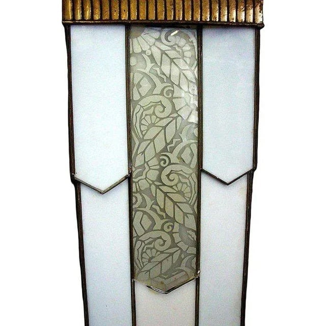 Early 20th Century Early 20th Century Large Art Deco Geometric Leaded Glass Chandelier With - 4