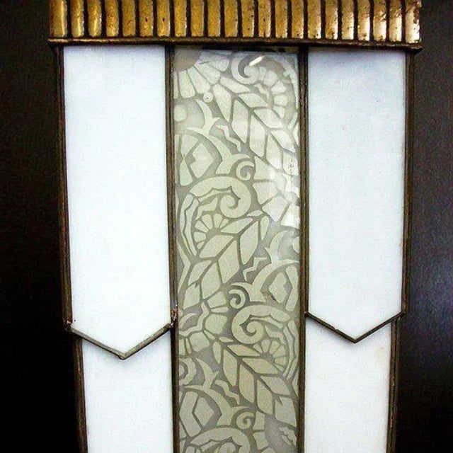 Early 20th Century Early 20th Century Large Art Deco Geometric Leaded Glass Chandelier With - 7