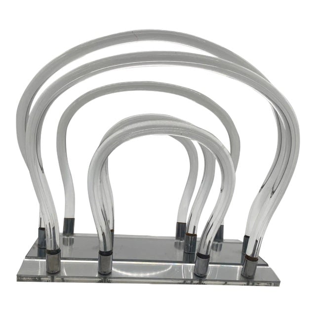 Vintage Dorothy Thorpe Style Magazine Rack Lucite Mirror and Mylar "Chrome" (1 of 8)