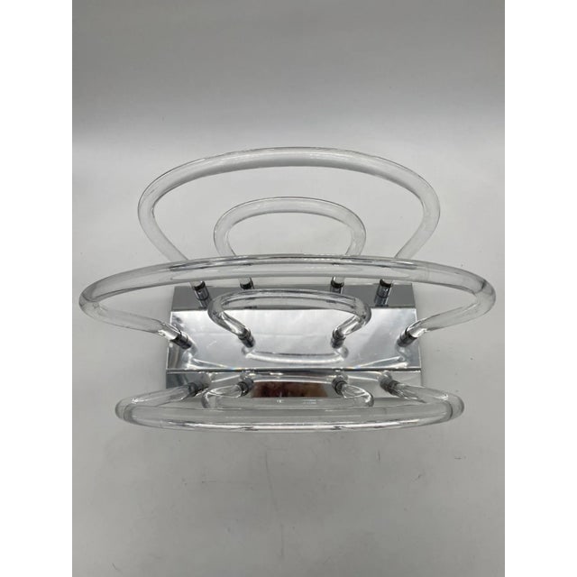 Vintage Dorothy Thorpe Style Magazine Rack Lucite Mirror and Mylar "Chrome" - 4