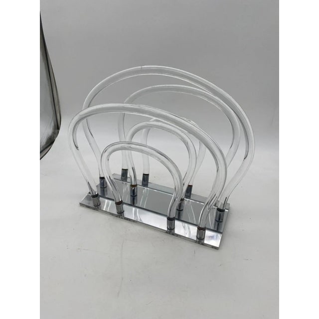 Vintage Dorothy Thorpe Style Magazine Rack Lucite Mirror and Mylar "Chrome" - 5