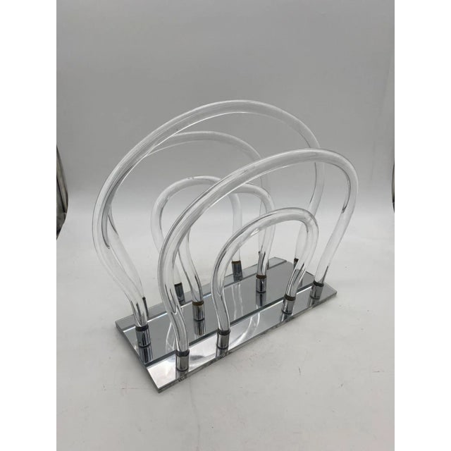 Vintage Dorothy Thorpe Style Magazine Rack Lucite Mirror and Mylar "Chrome" - 6