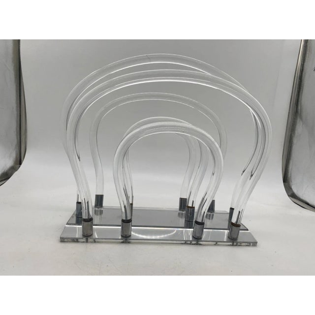 Vintage Dorothy Thorpe Style Magazine Rack Lucite Mirror and Mylar "Chrome" - 8