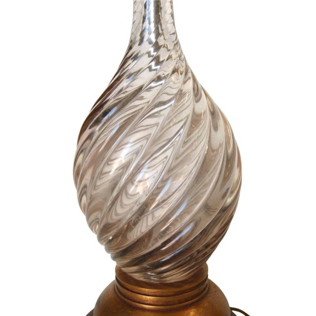 Italian Mid-Century Pink Swirled Murano Glass Table Lamp With Brass Base - 7