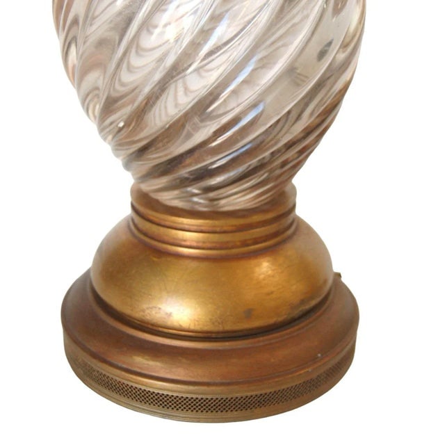Italian Mid-Century Pink Swirled Murano Glass Table Lamp With Brass Base - 8