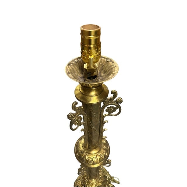 Mid 20th Century Hollywood Regency Neo-Gothic Scrolling Solid Brass Dragon Table Lamp - 3