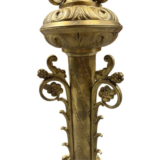 Mid 20th Century Hollywood Regency Neo-Gothic Scrolling Solid Brass Dragon Table Lamp - 5