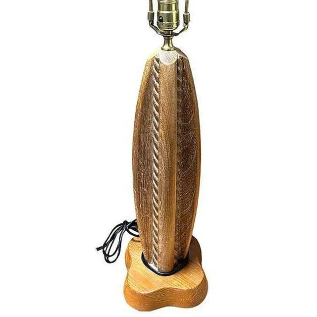 Mid 20th Century Mid-Century Hand Carved Maple Wood Heifetz Syle Abstract Table Lamp - 6