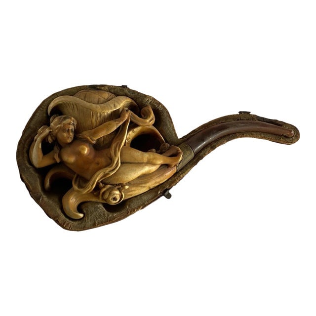 Circa 1890 Hand-Carved figure Goddess Meerschaum Pipe in Case: Title: Circa 1890 Hand-Carved figure Goddess Meerschaum Pipe in Case Description: Rare carved hand figure goddess Meerschaum pipe in case Circa 1890 Reserve: $576.00 Shipping: Domestic: Shipping rates