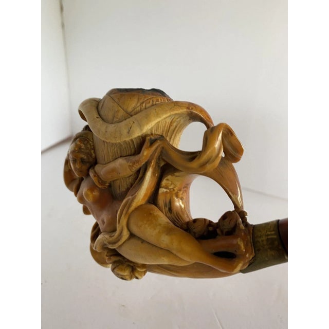 Circa 1890 Hand-Carved figure Goddess Meerschaum Pipe in Case - 5