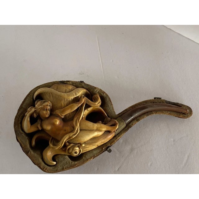 Circa 1890 Hand-Carved figure Goddess Meerschaum Pipe in Case - 6