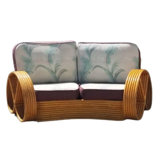 Restored Rattan Six Strand Full Pretzel Curved Settee, in the Style of Paul Frankl - 2