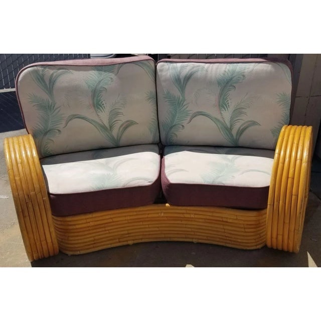 Restored Rattan Six Strand Full Pretzel Curved Settee, in the Style of Paul Frankl - 5