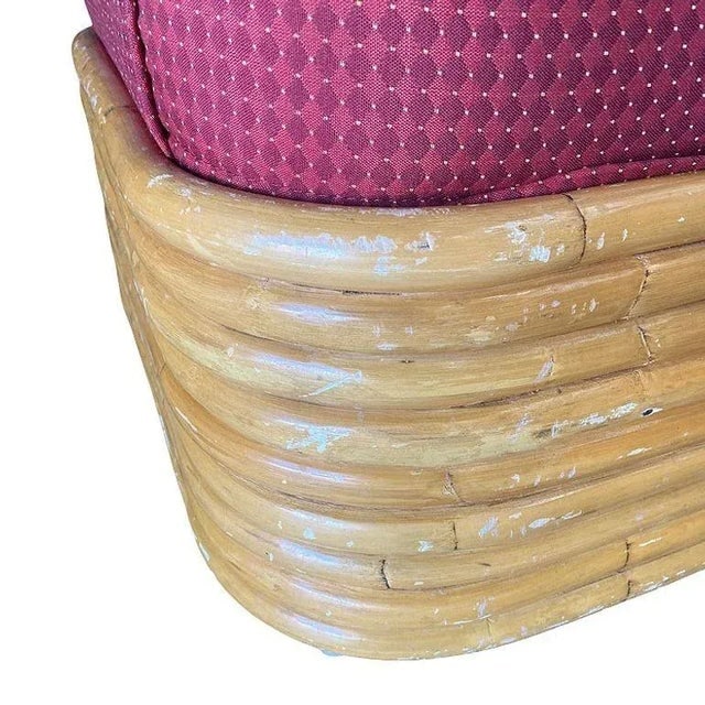 Restored 1940s Mid Century 9 Strand Paul T Frankl Style Stacked Rattan Ottoman Stool - 5