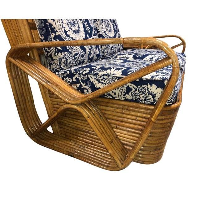 Restored MCM Six-Strand Double Triangle Pretzel Arm Tortoise Shell Rattan Settee - 3