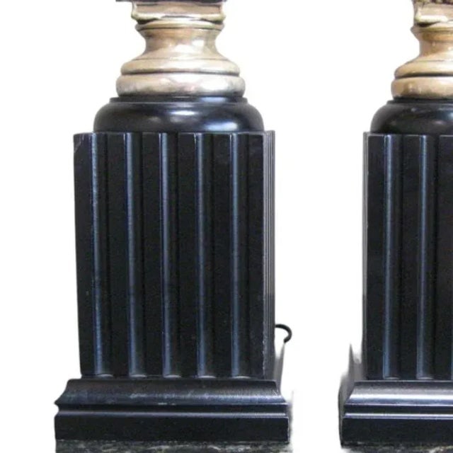 1950s Neoclassical God and Goddess Pillar Table Lamps, Pair - 3