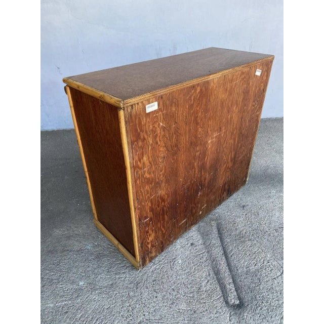 1950s Restored Modernist Mahogany Chest of Drawers W/ Rattan Pulls - 9