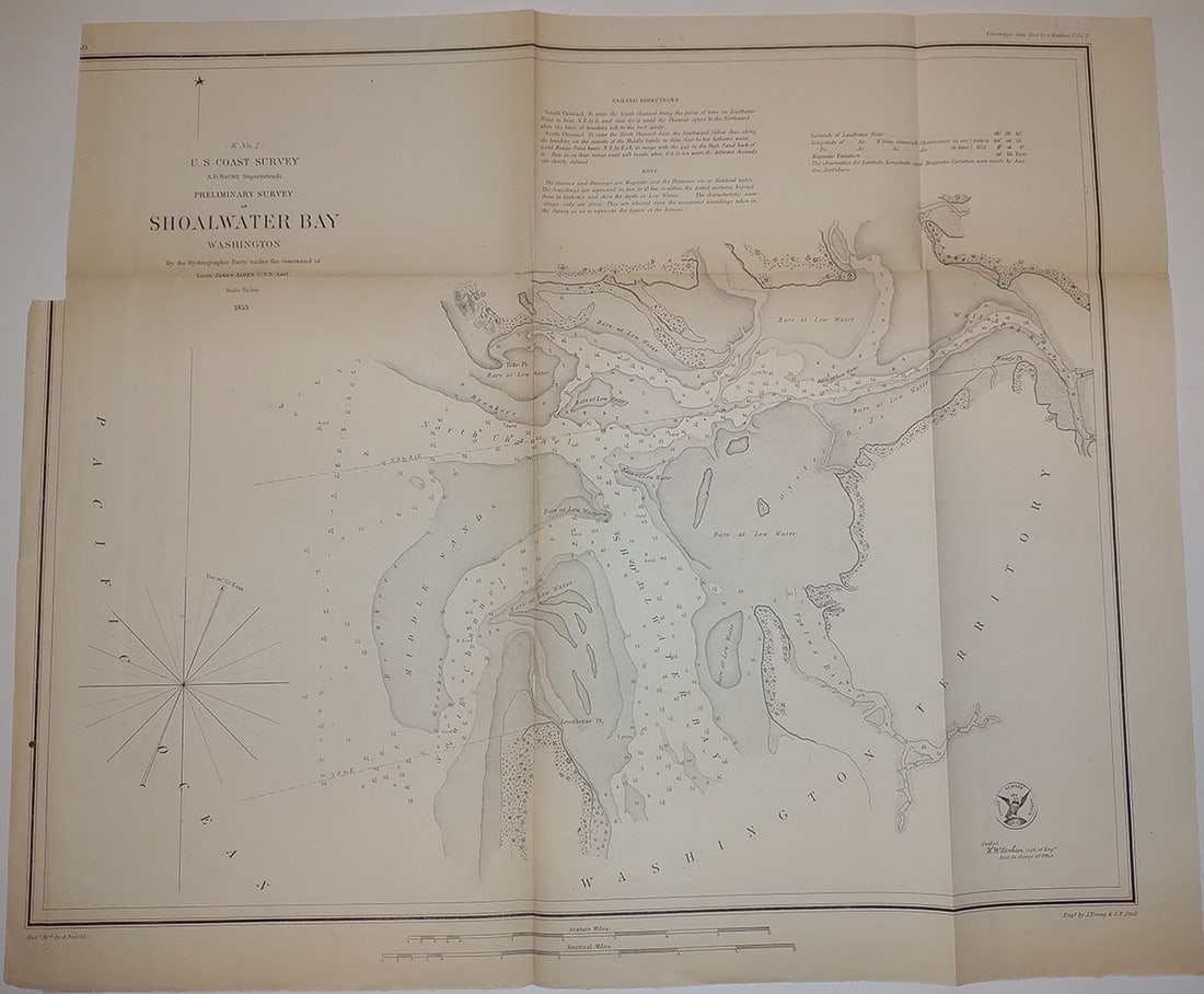 (K No.2) Preliminary Survey of Shoalwater Bay Washington...: Publication Date:1853 Title:(K No.2) Preliminary Survey of Shoalwater Bay Washington...,li>Cartographer:ALDEN, JAMES / A. POSCHKE / J. YOUNG Publisher:U.S. COAST SURVEY Brief Description:Shows soundin
