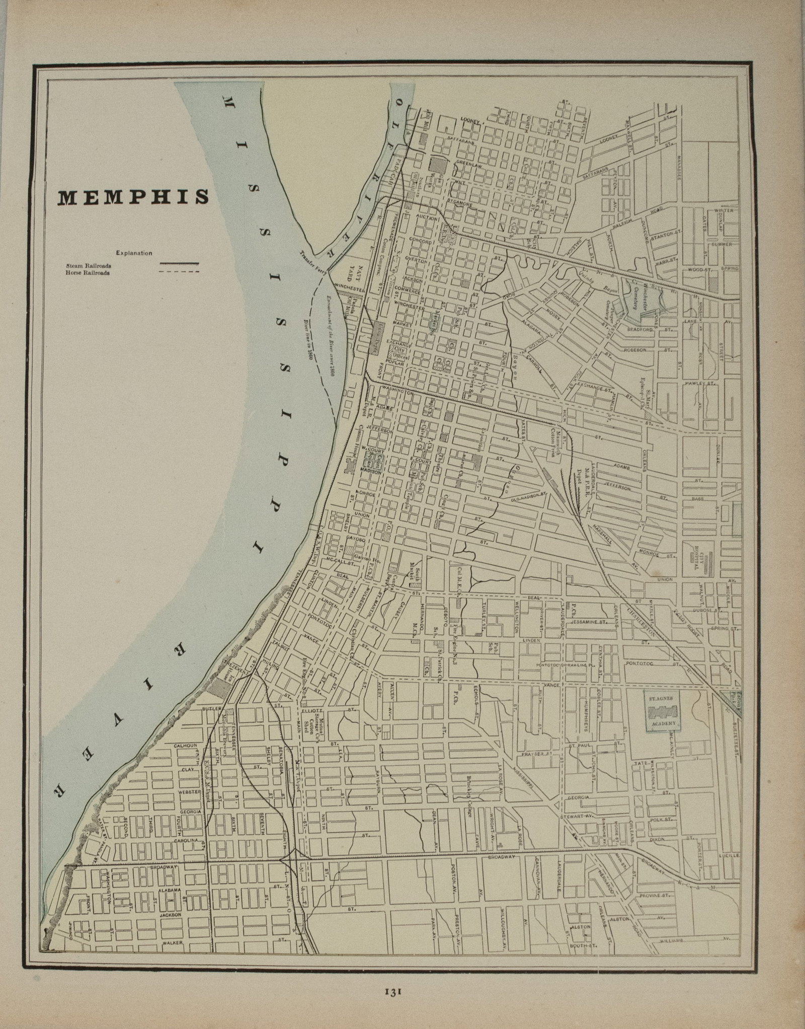 1891 Cram Map of Nashville [verso] Memphis -- Nashville [verso] Memphis - 2