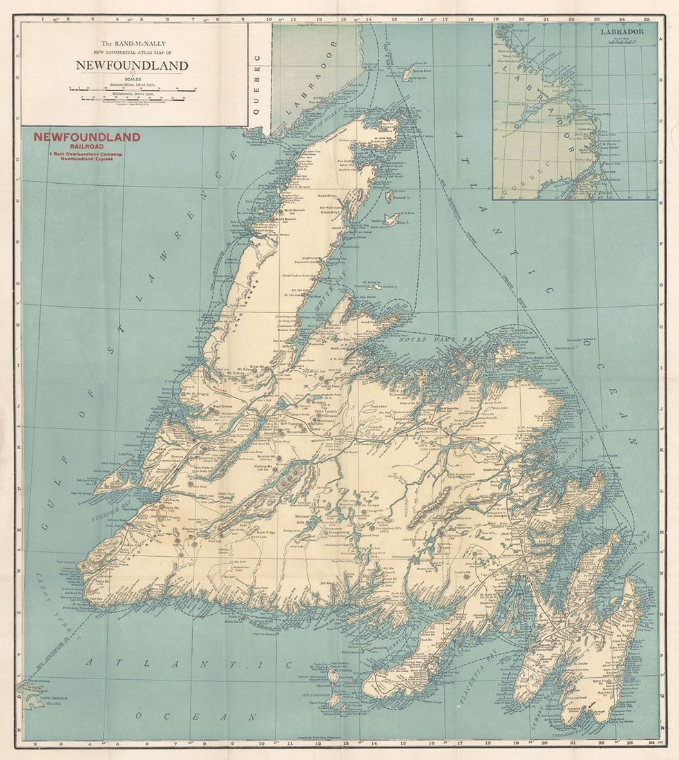 Rand-McNally New Commercial Atlas Map of Newfoundland - 3