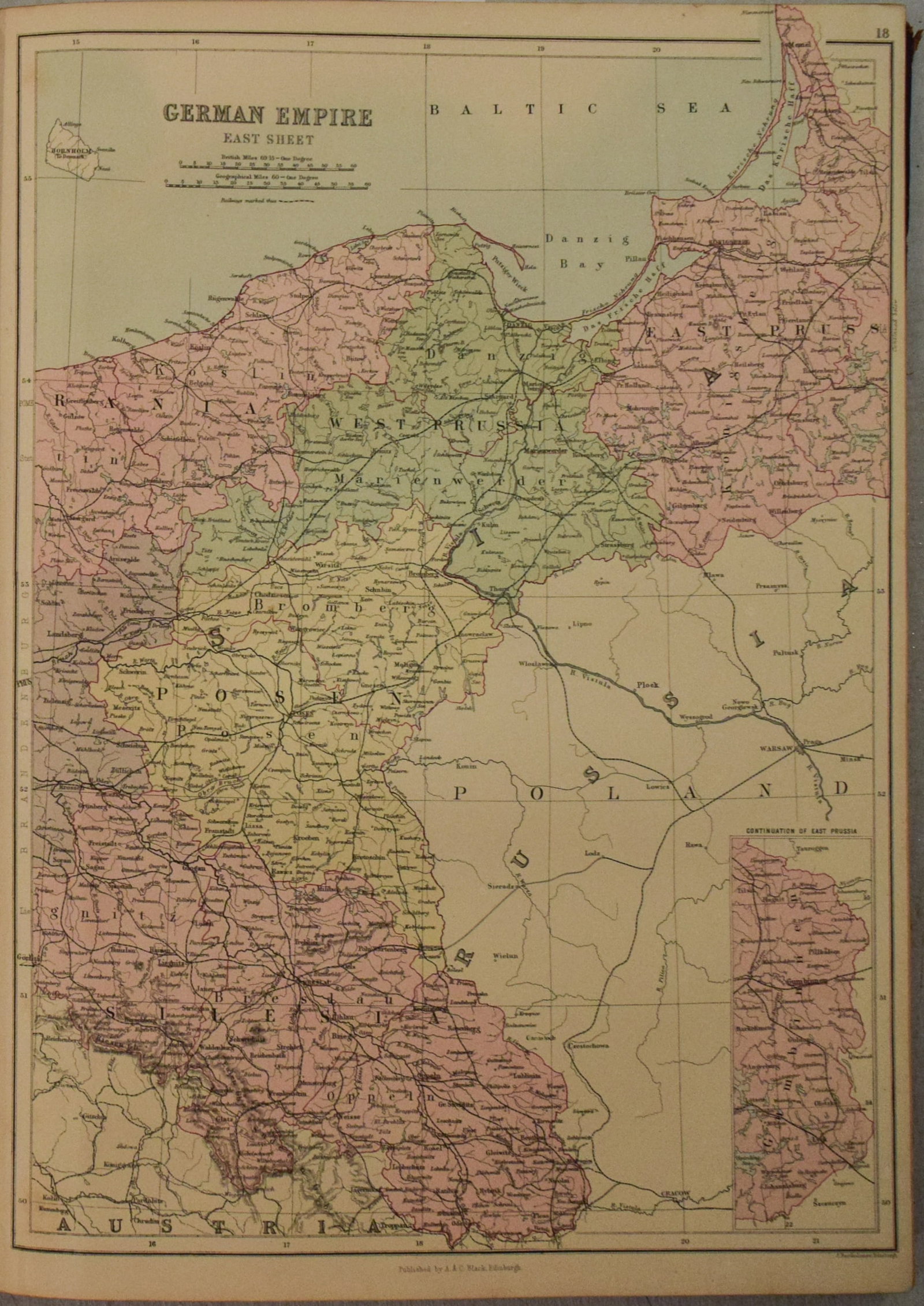 1892 Black Map of the German Empire on Two Sheets - 2