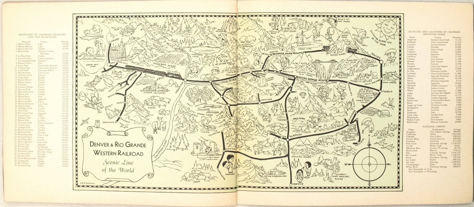 1943 Denver & Rio Grande Western Railroad Map in Rocky Mountain Views Brouchure -- Rocky Mountain - 3