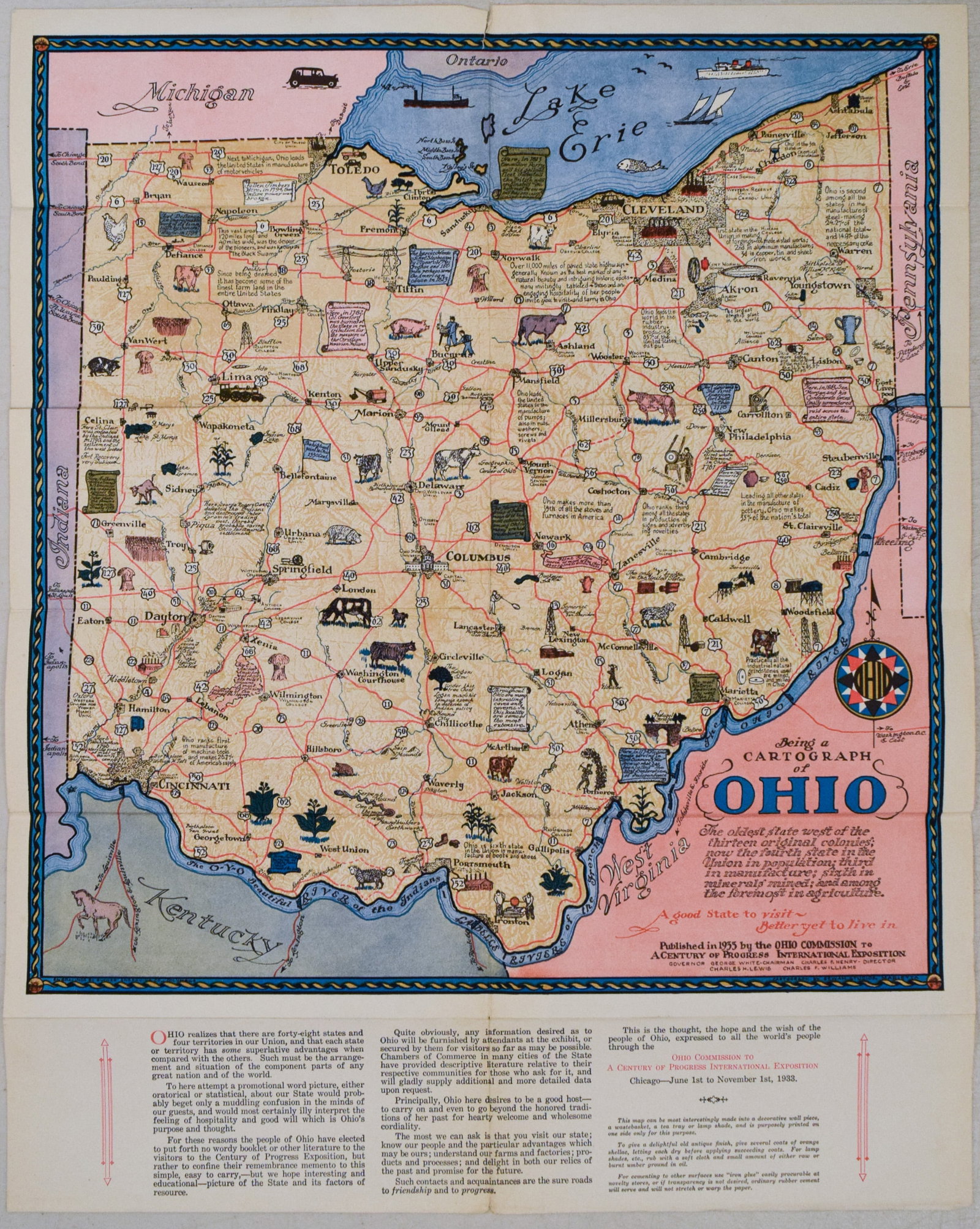 1933 Pictorial Map of Ohio -- Being a Cartograph of Ohio… (1 of 1)
