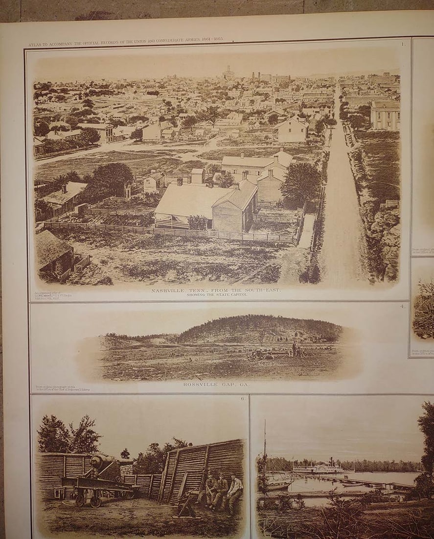 Nine Sepia Views After Photographs of Military Locations and Activities in Tennessee and Virginia. - 2