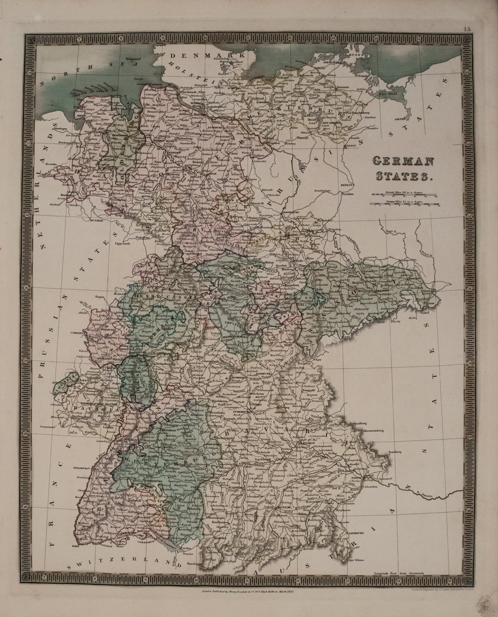 1831 Teesdale Map of German States -- German States: Title:1831 Teesdale Map of German States -- German States,li>Cartographer:H Teesdale Year/Place:1831, London Map Dimension (in.):16.1 X 13.2 in. Description:This is a very nice and detailed map of