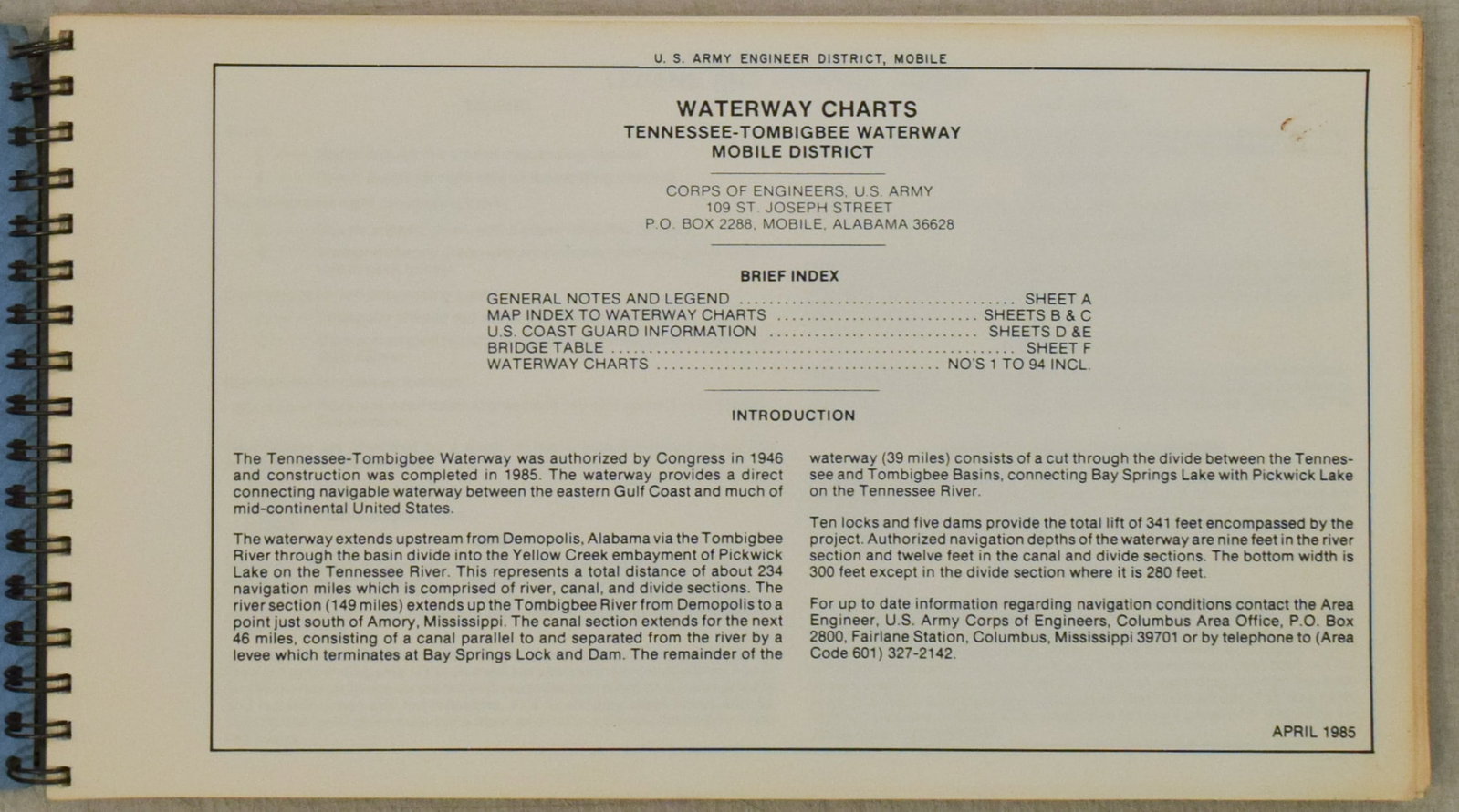 1985 Tennessee-Tombrigbee (Tenn-Tom) Waterway Charts - 2