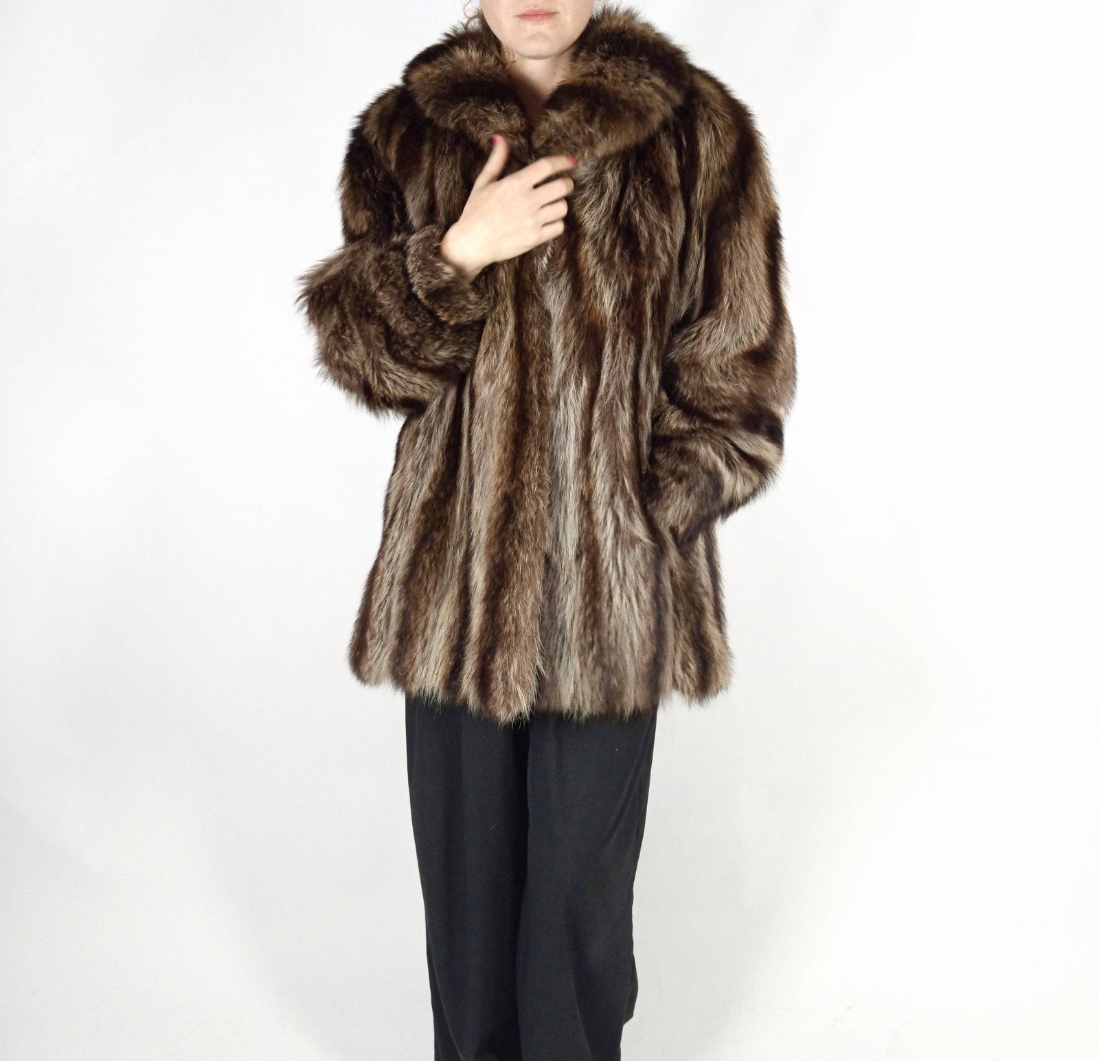 RACCOON FUR JACKET EU: L ; US: 16 - 8