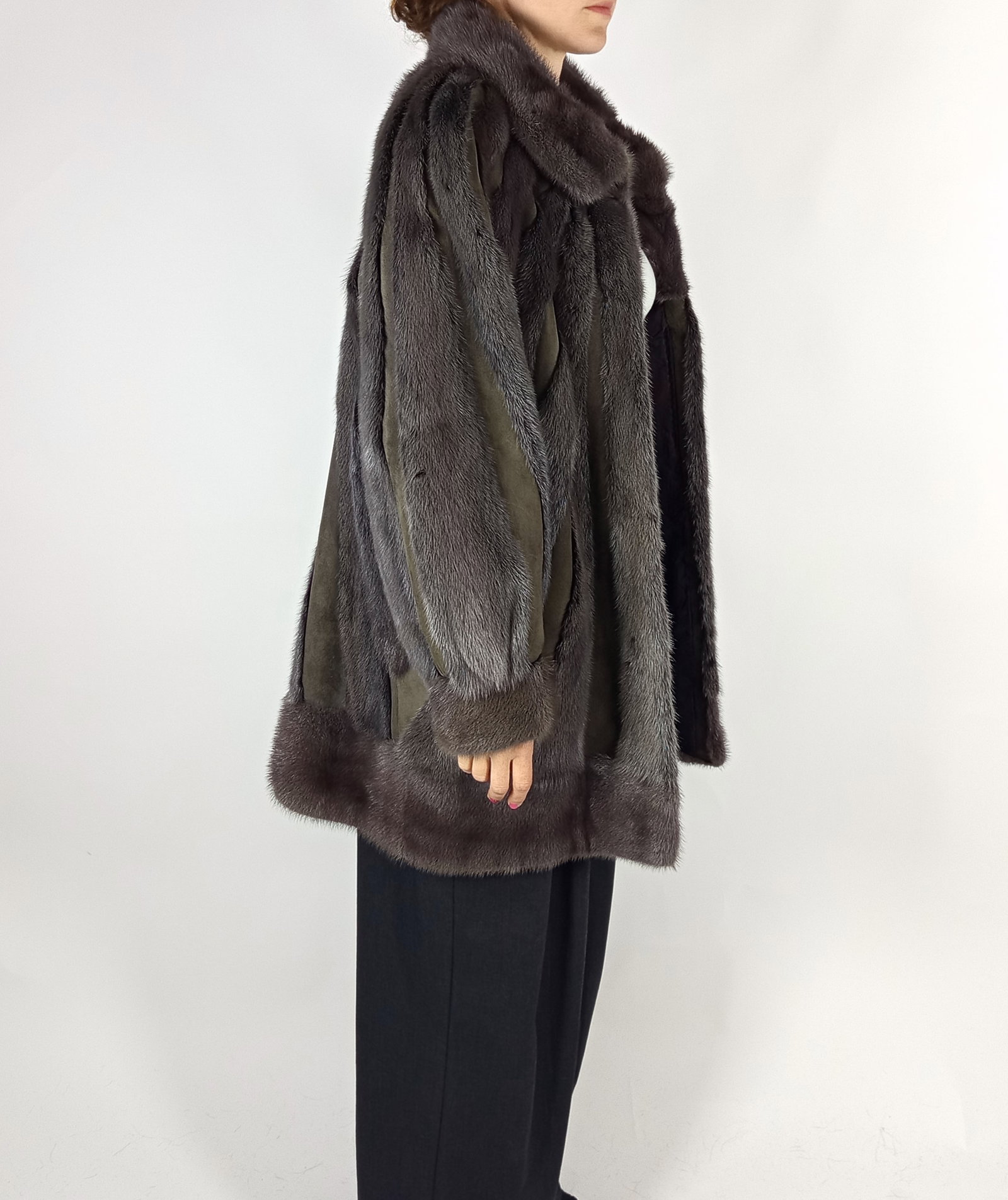 GREY MINK BOMBER JACKET EU: XXL ; US: 24 - 6