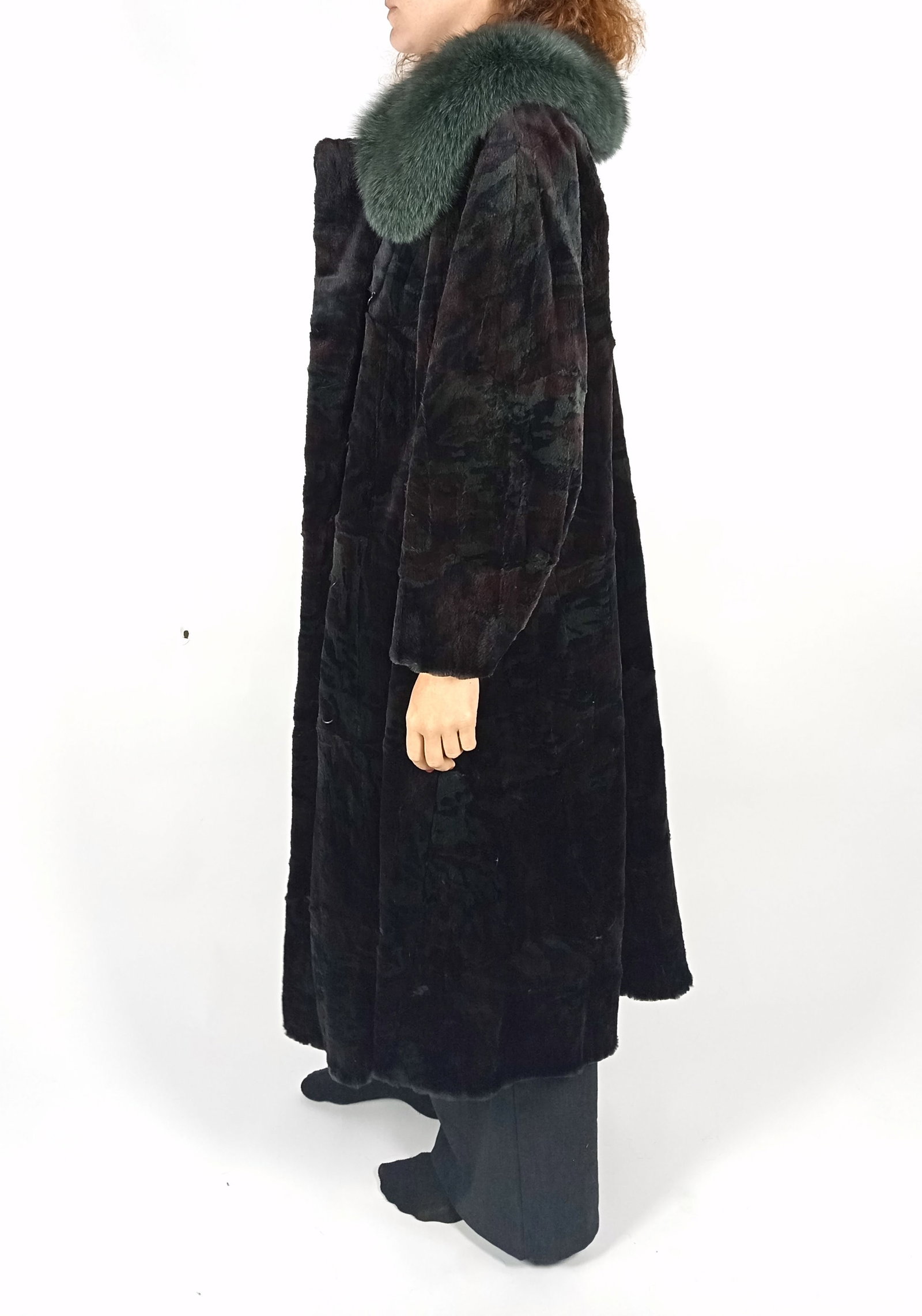 DARK LEO PRINT SHEARED LAPIN FOX FUR COLLAR EU: XXL ; US: 24 - 4