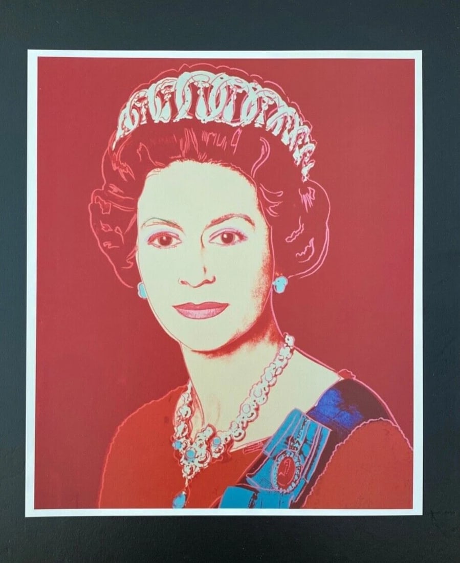 ANDY WARHOL + RARE 1984 QUEEN ELIZABETH PRINT MOUNTED AND FRAMED - 2